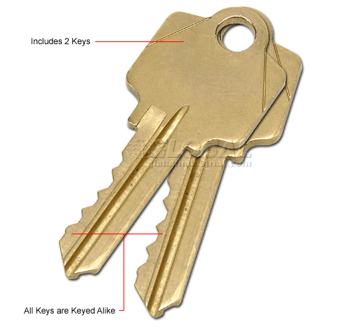 2 Keys for Mortise Lock (Keyed Alike)