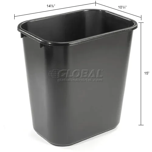7 Gallon Rubbermaid Plastic Wastebasket - Black FG295600BLA | Bulk