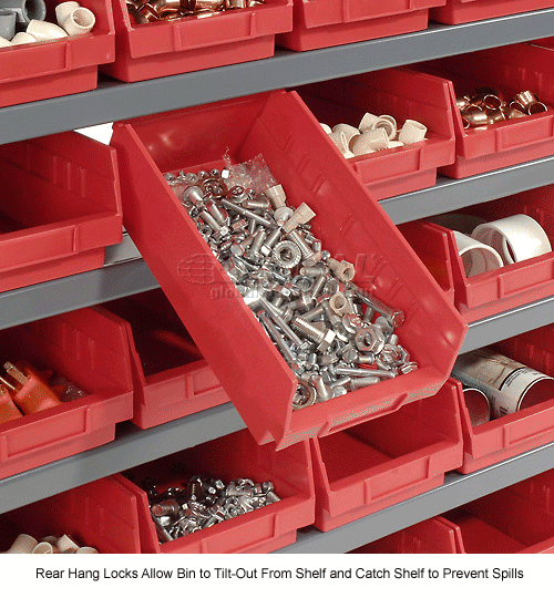 Global Industrial™ Steel Shelving with 30 4"H Plastic Shelf Bins Red