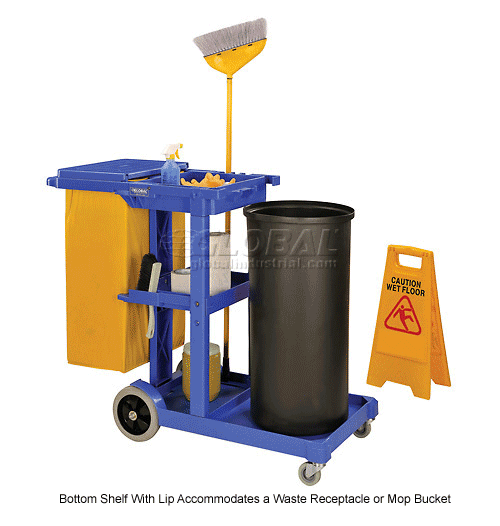 Global Industrial™ Janitor Cart Blue with 25 Gallon Vinyl Bag