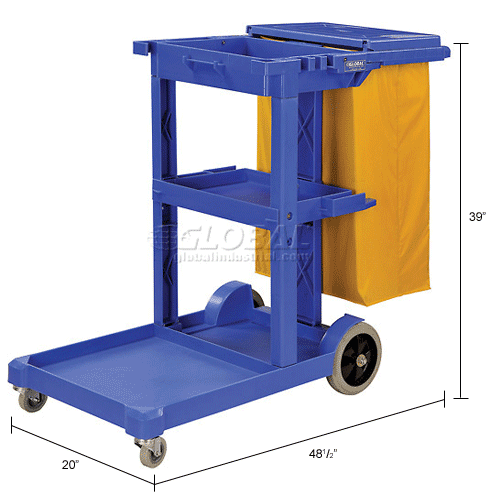 Global Industrial™ Janitor Cart Blue with 25 Gallon Vinyl Bag