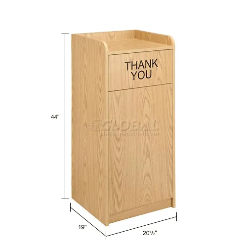 Global Industrial™ Wooden Waste Receptacle with Tray Top, 36