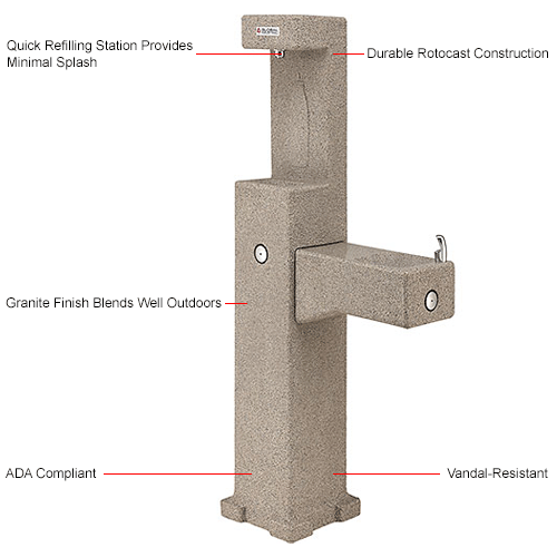Global Industrial™ Outdoor Pedestal Drinking Fountain w/ Filter