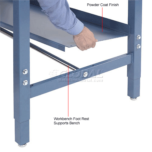 Global Industrial&#153; Lower Shelf Steel With 2" Back Stop for Workbench - 48"W x 15"D - Blue
