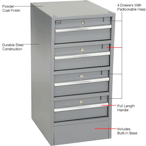 Premium 4 Drawer Workbench Pedestal w/Built-In Base