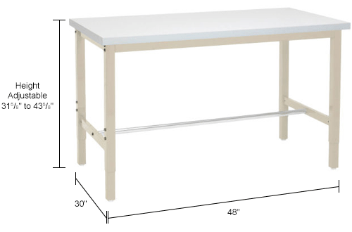 Global Industrial™ 48x30 Adjustable Height Workbench Square Tube Leg - Laminate Safety Edge Tan
																			