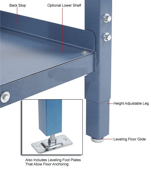 Global Industrial&#153; 60x30 Adjustable Height Workbench Square Tube Leg, Laminate Square Edge Blue