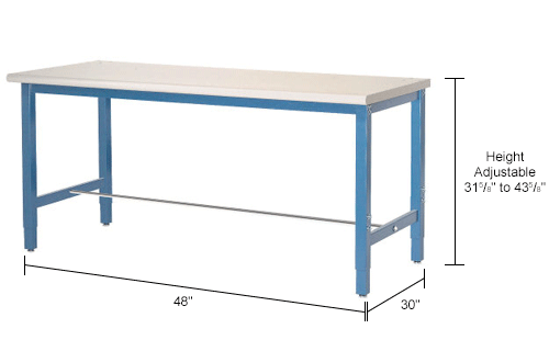 Global Industrial™ 48x30 Adjustable Height Workbench Square Tube Leg, Laminate Safety Edge Blue
																			