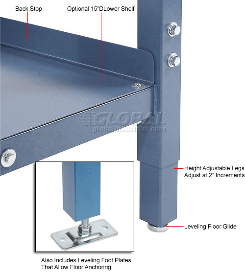 Global Industrial™ 72 x 30 Adjustable Height Workbench Power Apron