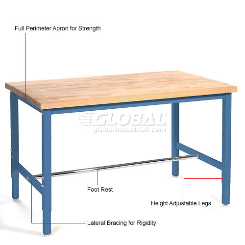 Global Industrial™ 60 x 30 Adjustable Height Workbench Square Tube