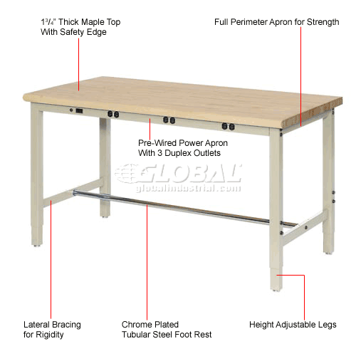 Global Industrial™ 72 x 30 Adjustable Height Workbench Power Apron