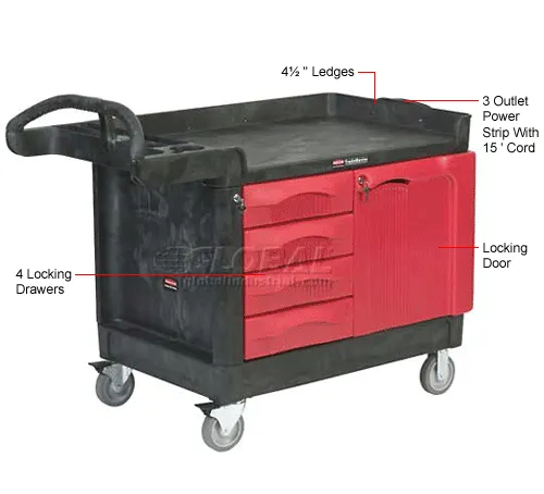 Rubbermaid® Mobile Workcenter w/4 Drawers, 750 lb. Capacity, 49