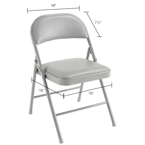 Interion Folding Chair Vinyl Gray Pkg Qty 4