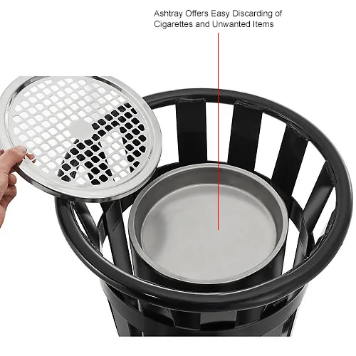 Slatted Steel Outdoor Ashtray, 13 Gallon, Black Global Industrial