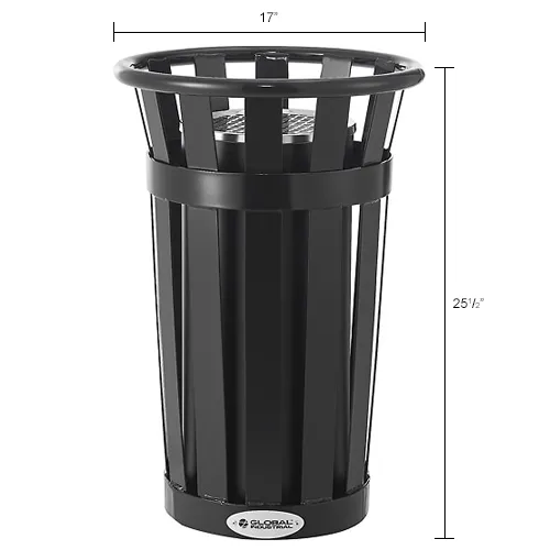 Global Industrial™ Slatted Steel Outdoor Ashtray, 13 Gallon, Black