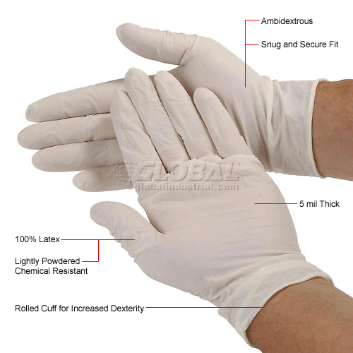 Disposable Latex Gloves Powdered Large