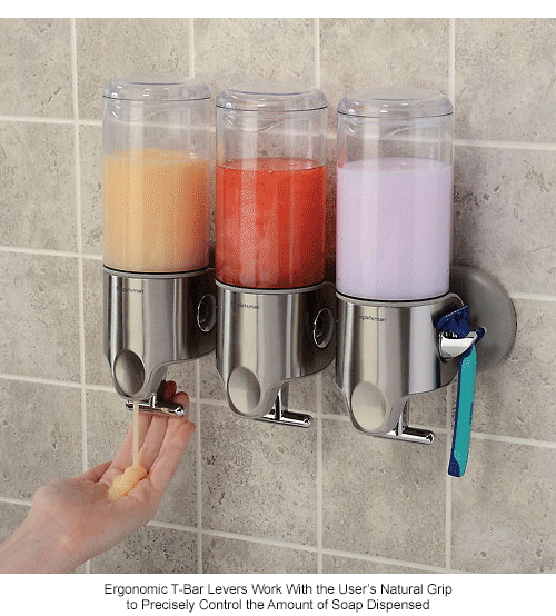 Shampoo dispensor shower  3 pumps BT1029 Stainless Steel Simple Human wall mount