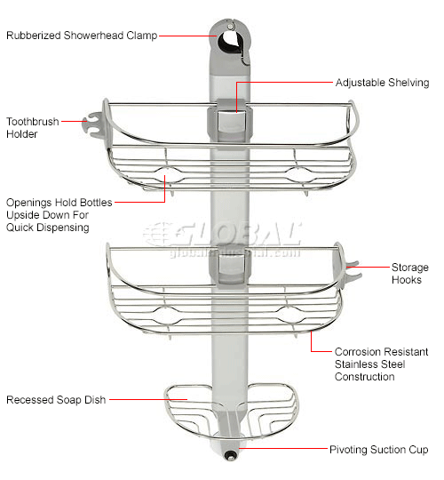 simplehuman® Adjustable Shower Caddy BT1098 640709
