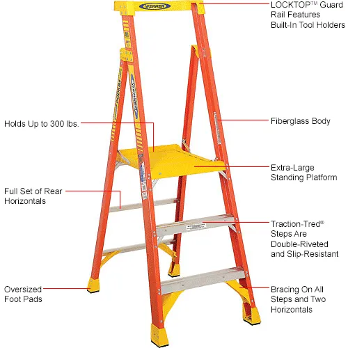 Werner 3' Type 1A Fiberglass Podium Ladder - PD6203