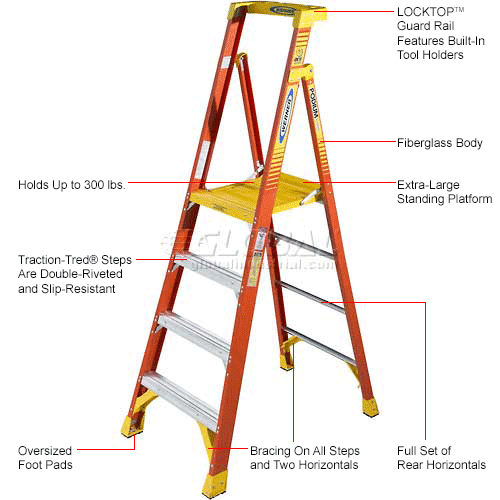 Werner 4' Type 1A Fiberglass Podium Ladder - PD6204