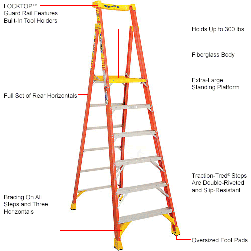 Werner 6' Type 1A Fiberglass Podium Ladder - PD6206