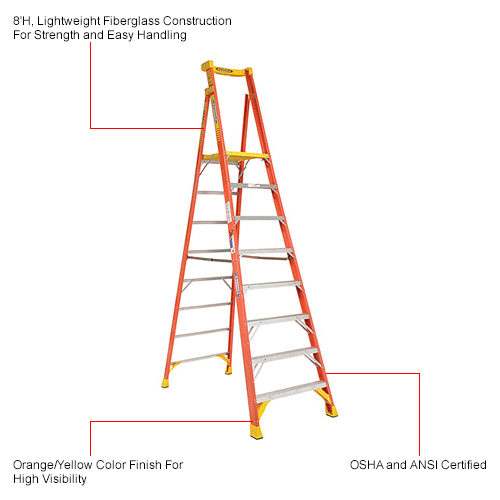 Werner 8' Type 1A Fiberglass Podium Ladder - PD6208