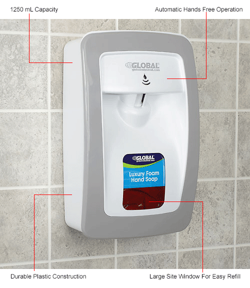 Global Industrial™ Hand Soap Starter Kit W/ Automatic Dispenser White