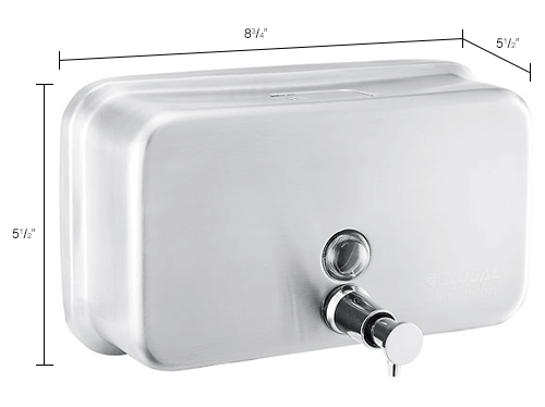  Global® Stainless Steel Horizontal Liquid Soap Dispenser - 1000 ml
																			