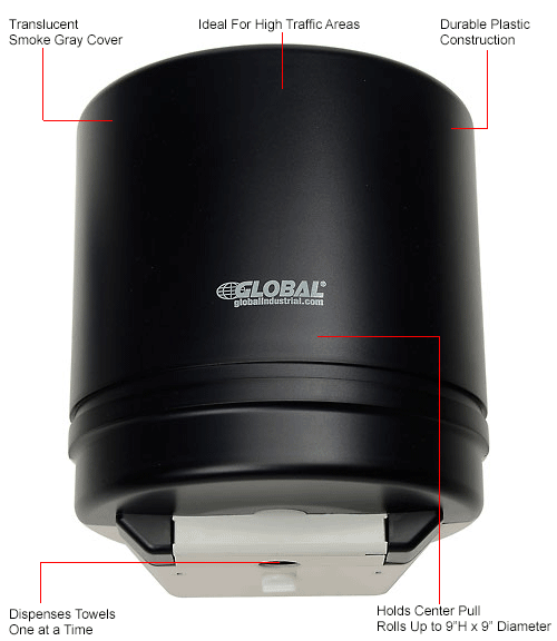 Global Industrial™ Center Pull Paper Towel Dispenser, Smoke Gray/Beige