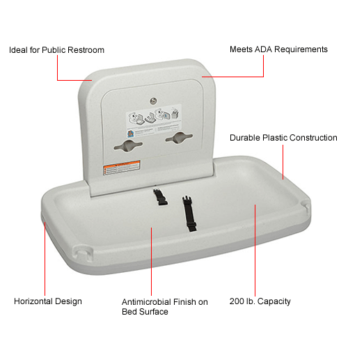 Koala Kare® Horizontal Baby Changing Table White Granite KB20005
