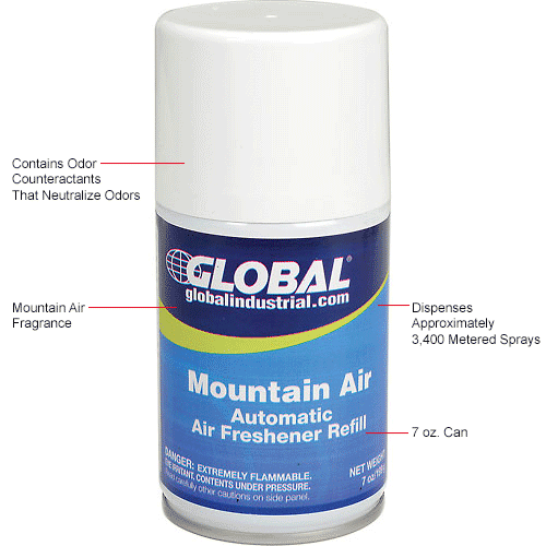 Global™ Automatic Air Freshener Refills, Mountain Air 7 oz. Can - 12 Refills/Case 
																			