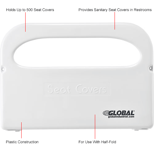 Global™ Plastic Toilet Seat Cover Dispenser 16 W x 2-1/5 D x 11 H - White
																			