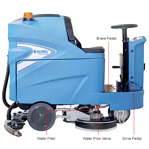 Floor Care Machines & Vacuums Scrubbers Global Industrial™ Auto RideOn Floor Scrubber, 34