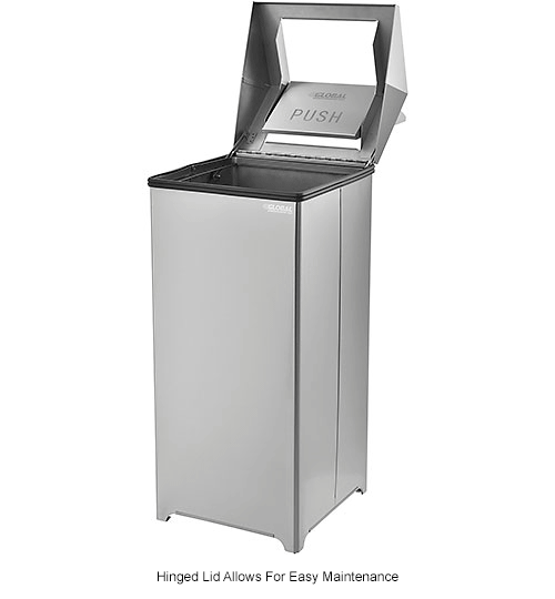 Global Industrial™ Stainless Steel Square Swing Top Trash Can, 24 Gallon