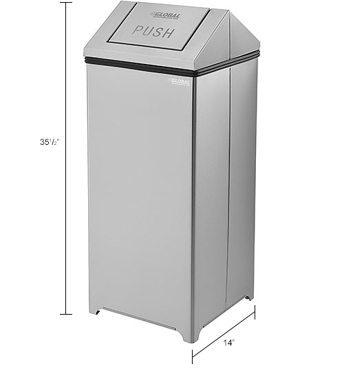 Global Industrial™ Stainless Steel Square Swing Top Trash Can, 24 Gallon