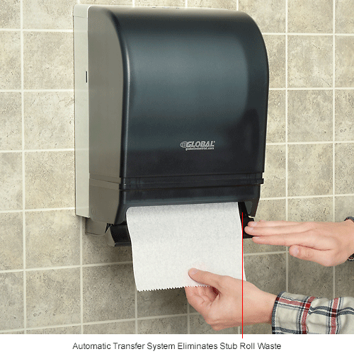 Global Industrial&#153; Plastic Push Bar Roll Towel Dispenser - 8" Roll, Smoke Gray/Beige Finish
