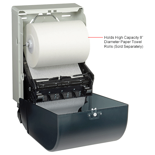 Global Industrial&#153; Plastic Push Bar Roll Towel Dispenser - 8" Roll, Smoke Gray/Beige Finish