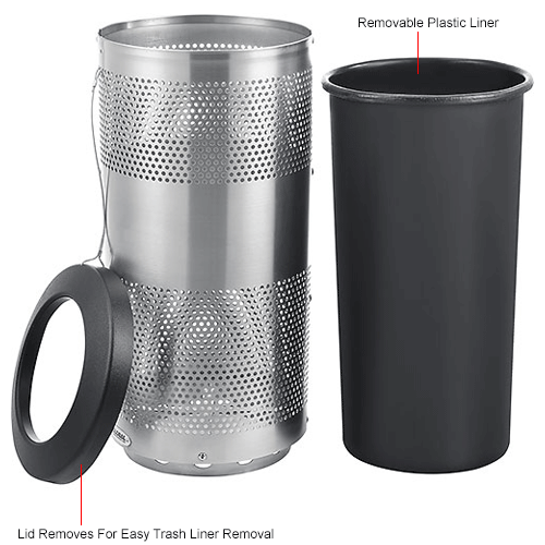 Global Industrial™ Perforated Stainless Steel Round Trash Can, 20