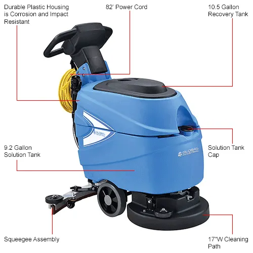 Global Industrial™ Electric Walk-Behind Corded Auto Floor Scrubber