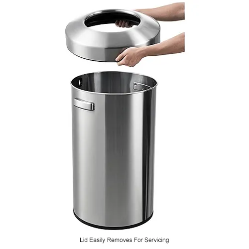 Global Industrial™ Half Round Side Open Trash Can, 9 Gallon, Matte  Stainless Steel