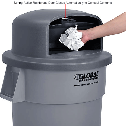 Global Industrial™ Plastic Trash Can Dome Lid 55 Gallon Gray