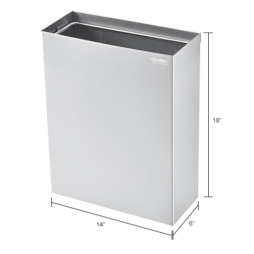 Global Industrial™ Stainless Steel Wall Mount Trash Can, 62/5 Gallon