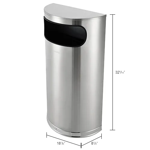Global Industrial™ Half Round Side Open Trash Can, 9 Gallon, Matte