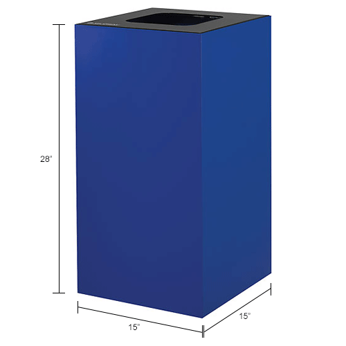 Global Industrial&#153; Square Recycling/Trash Can w/ Waste Lid, 28 Gallon, Blue