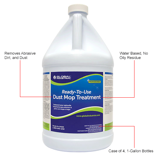 Global Industrial™ Dust Mop Treatment, RTU, 1 Gallon Bottle, 4/Case