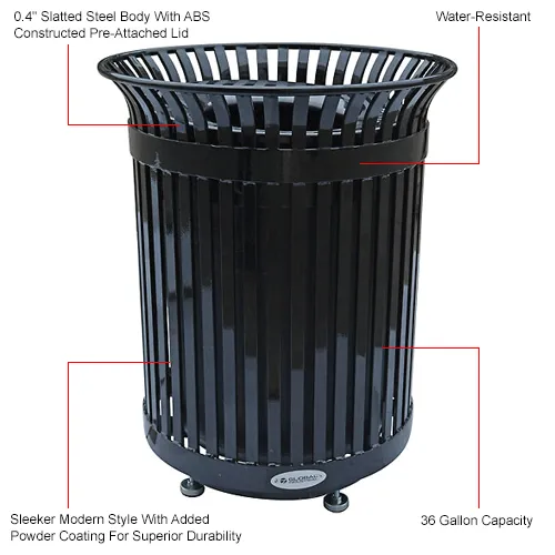 Global Industrial™ Outdoor Extra Heavy-Duty Slatted Steel Trash