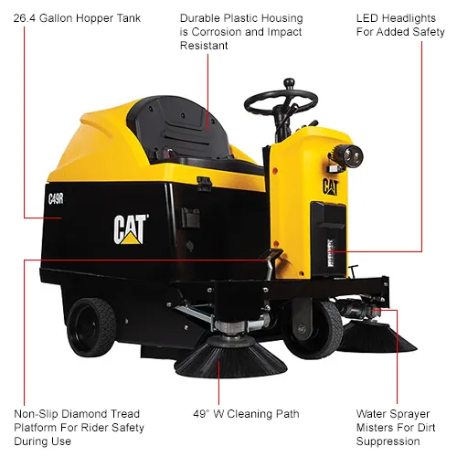 Cat® C49R Auto Ride-On Sweeper, 49