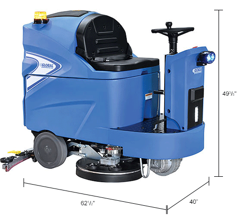 Global Industrial Ride-On Floor Scrubber 40" Cleaning Path