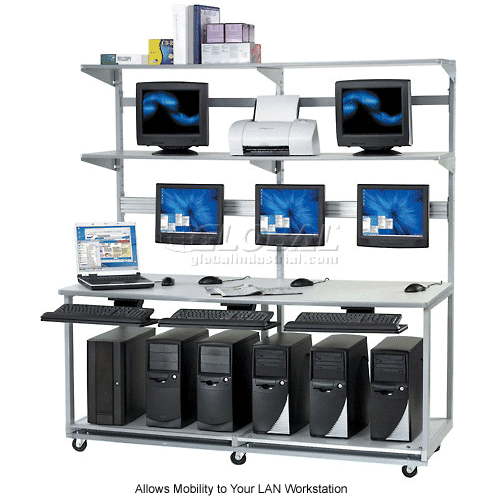 Computer Furniture LAN Stations Caster Base 72 Inch For LAN