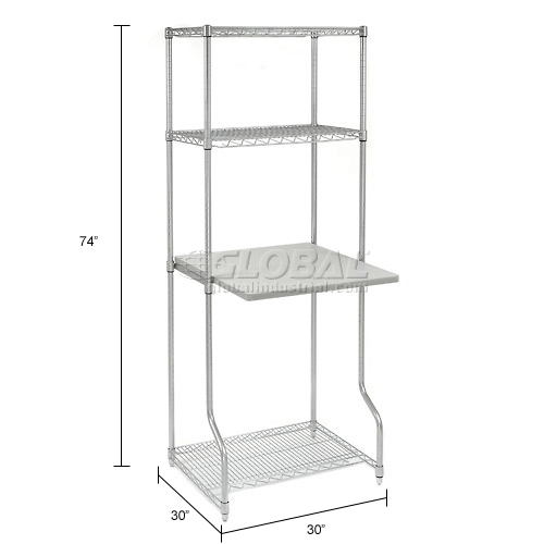 Nexel™ 4Shelf Wire Computer LAN Workstation, 30"W x 30"D x 74"H